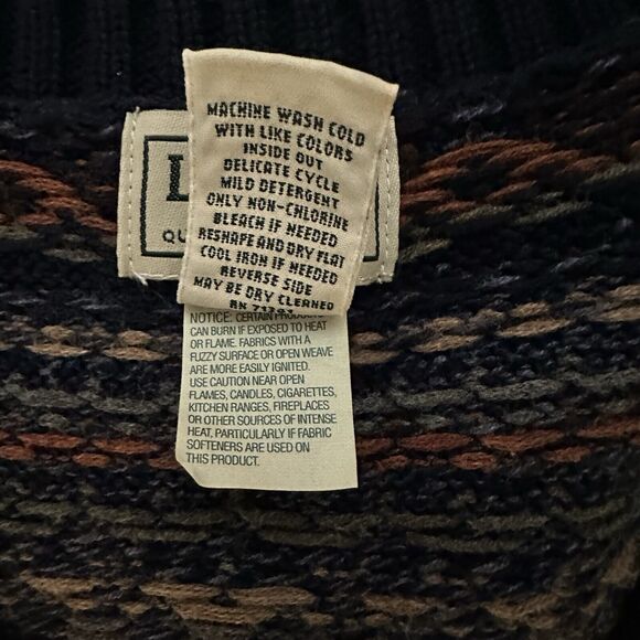 LL Bean Sweater Vest Blue Pattern Men’s Size Large Tall Eclectic Grandpa - Picture 4 of 7